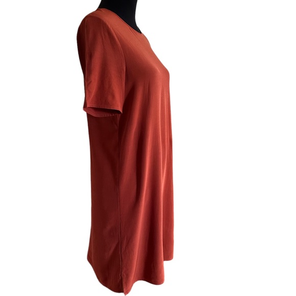 Eileen Fisher Short Sleeve Tencel Terracotta Dress Size Small - Picture 3 of 9